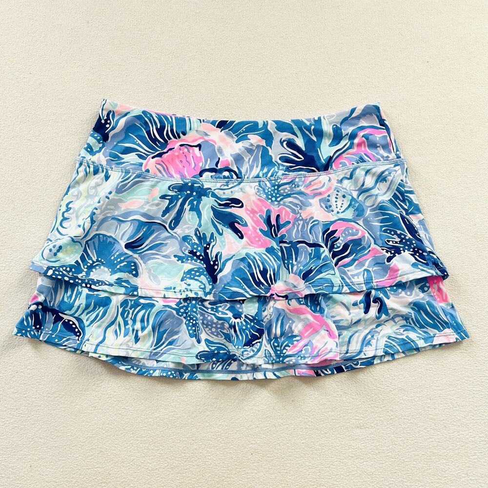 Lilly Pulitzer Shade Seekers Blue Floral Print Luxletic Adlai Skort 005276 M